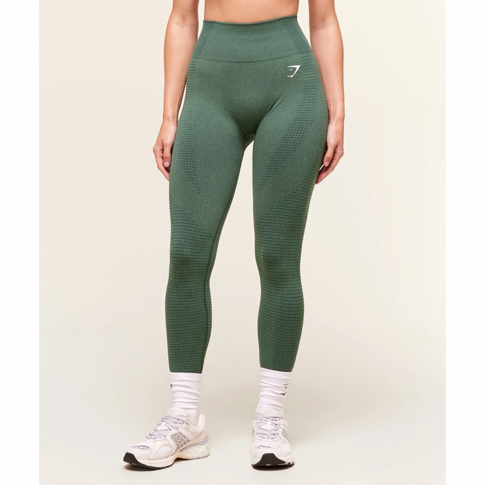 Gymshark Vital Seamless 2.0 Leggings in a green marl color